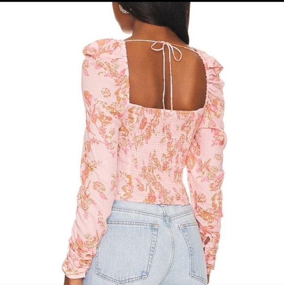 Free People Hilary Printed Top in Pink Combo - Picture 9 of 13